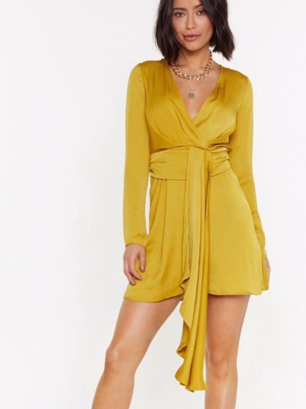 Nasty Gal Anything Could Satin Drape Mini Dress Size 0